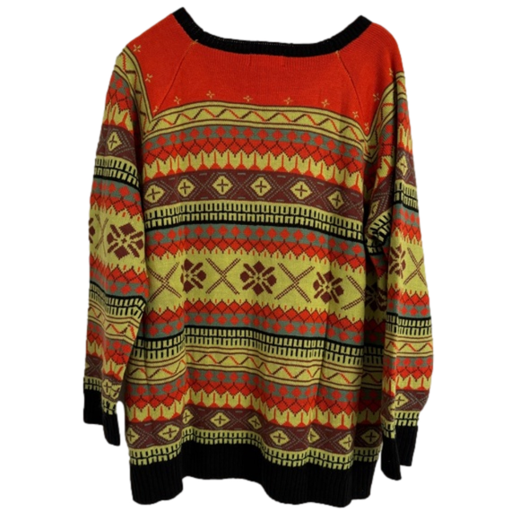NWT Attitudes by Renee Global Illusions Fair Isle Sweater Chartreuse Women’s 1X - Picture 3 of 8